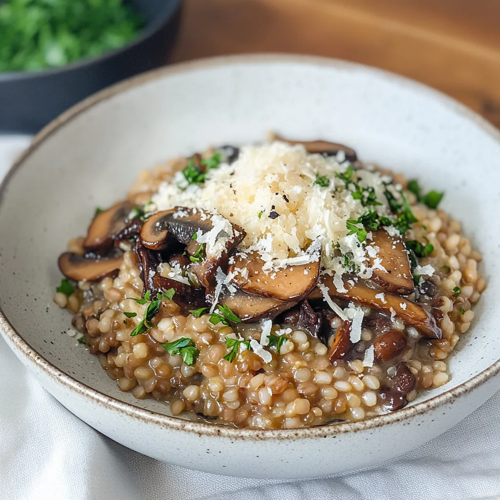 Creamy Farro Dish with Lentils and Mushrooms