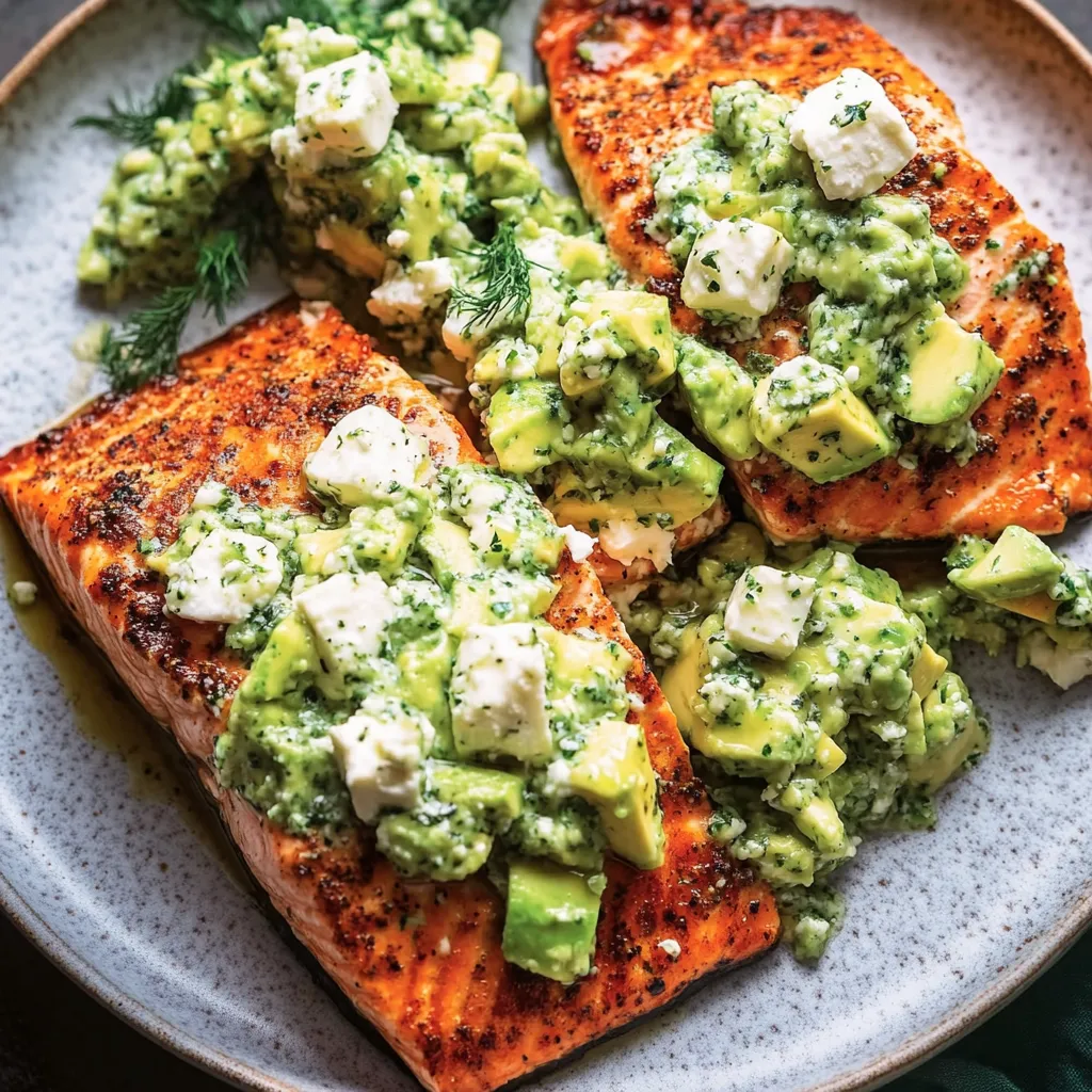 Salmon Avocado Feta Bake