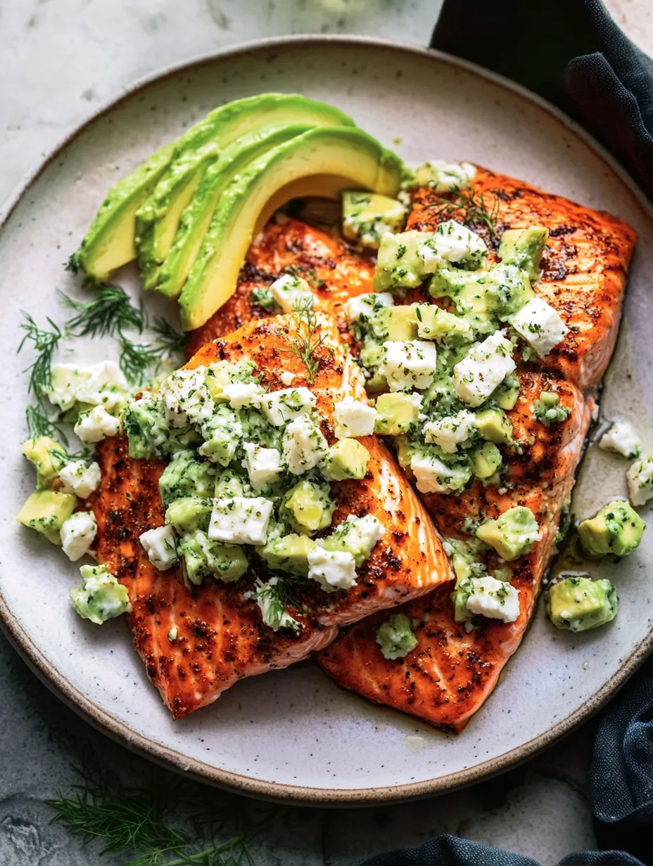 Baked Salmon with Avocado & Feta Recipe