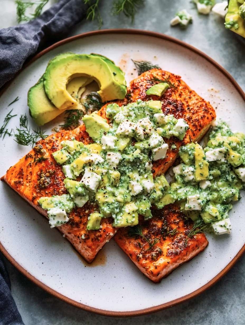 Baked Salmon with Avocado & Feta Homemade