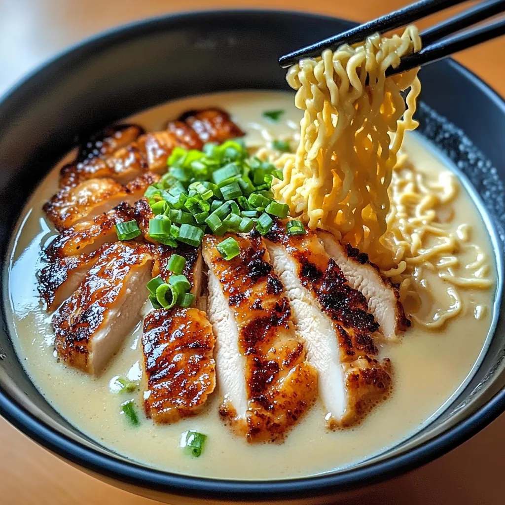 Fiery Chicken Ramen with Creamy Garlic Sauce Recipe