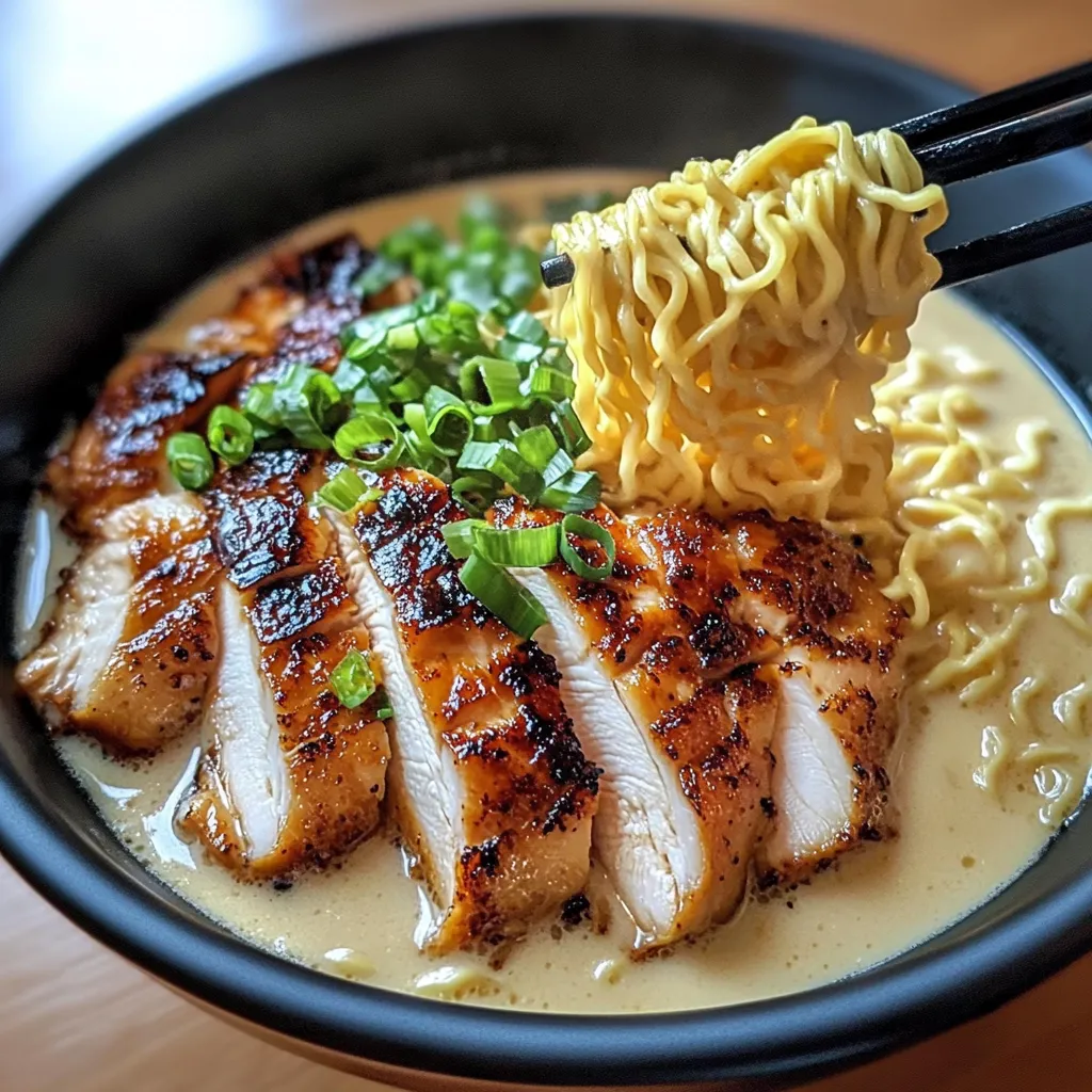 Easy Fiery Chicken Ramen with Creamy Garlic Sauce