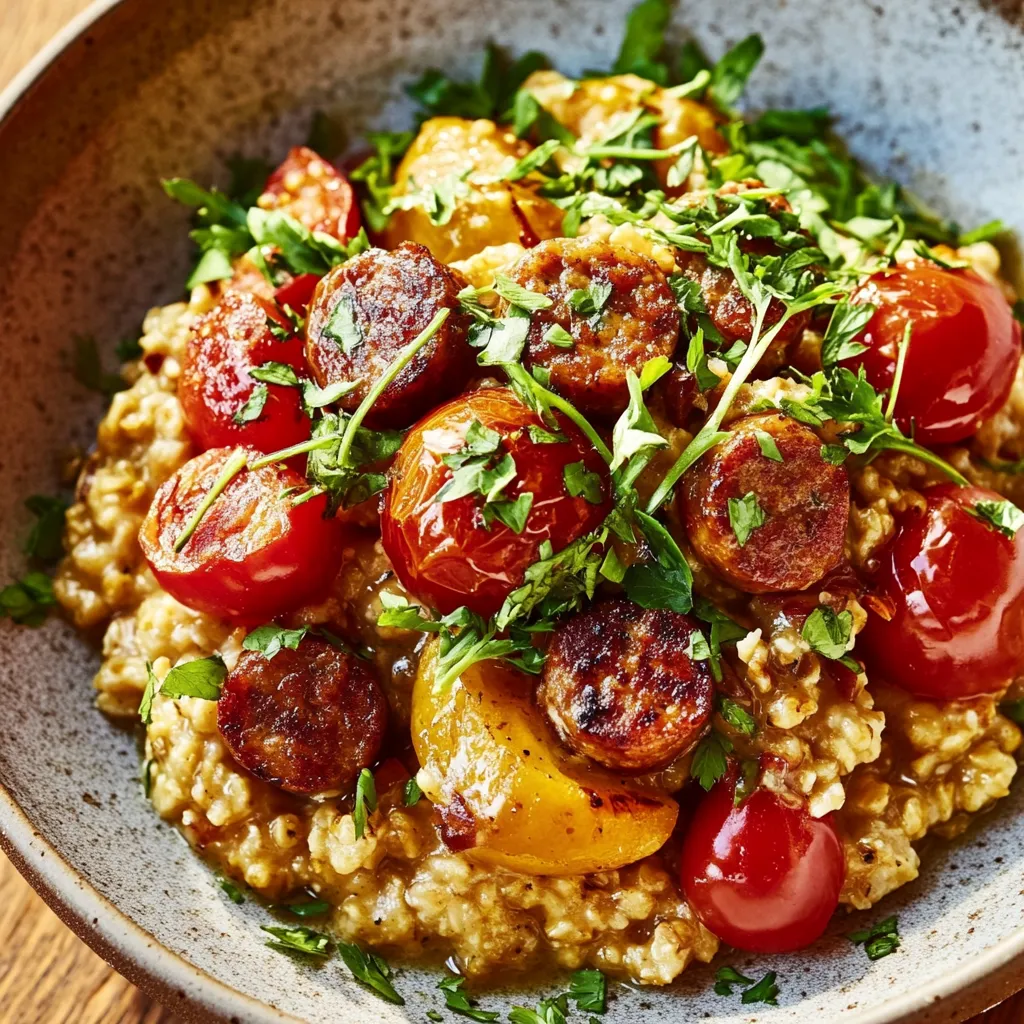 Savory Oatmeal with Tomato & Sausage