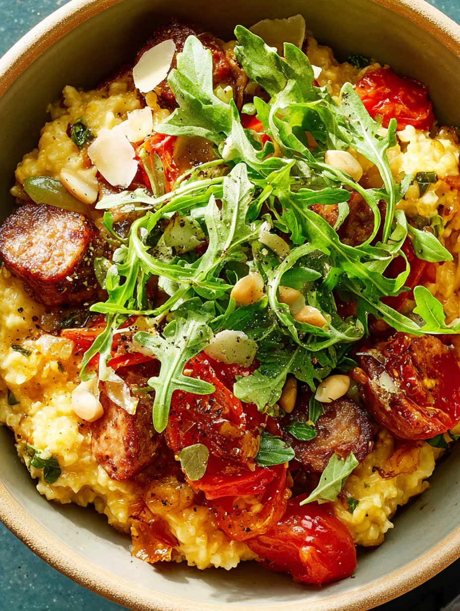 Savory Oatmeal with Tomato & Sausage