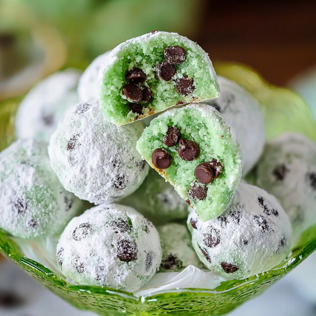 Mint Chocolate Chip Snowball Cookies