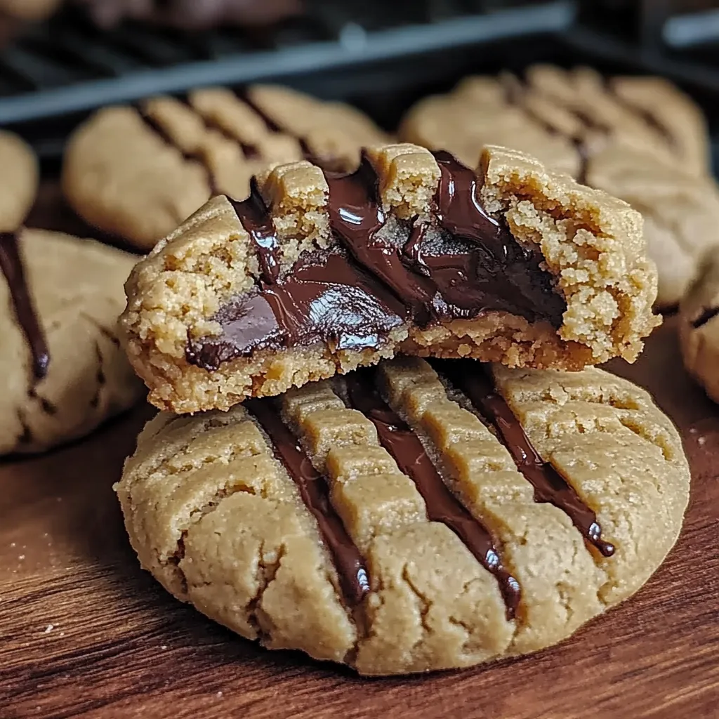 Peanut Butter Greek Yogurt Cookies with Gooey Chocolate Centers