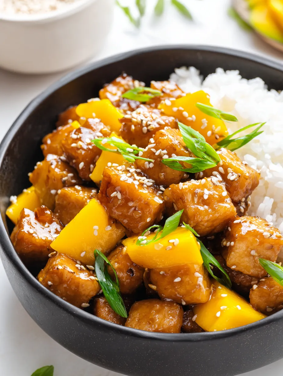 Vegan Sticky Mango Tofu