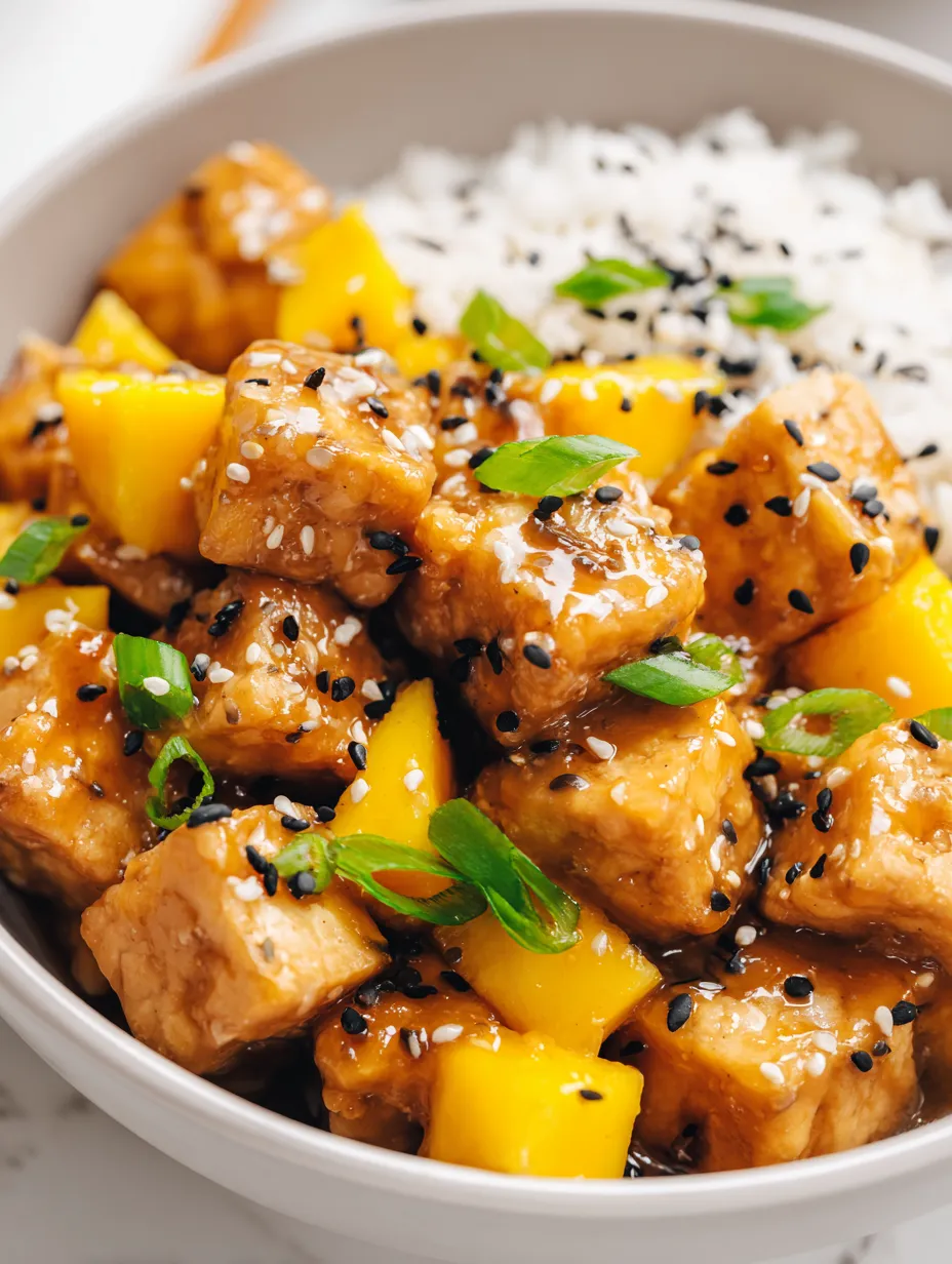 Vegan Sticky Mango Tofu