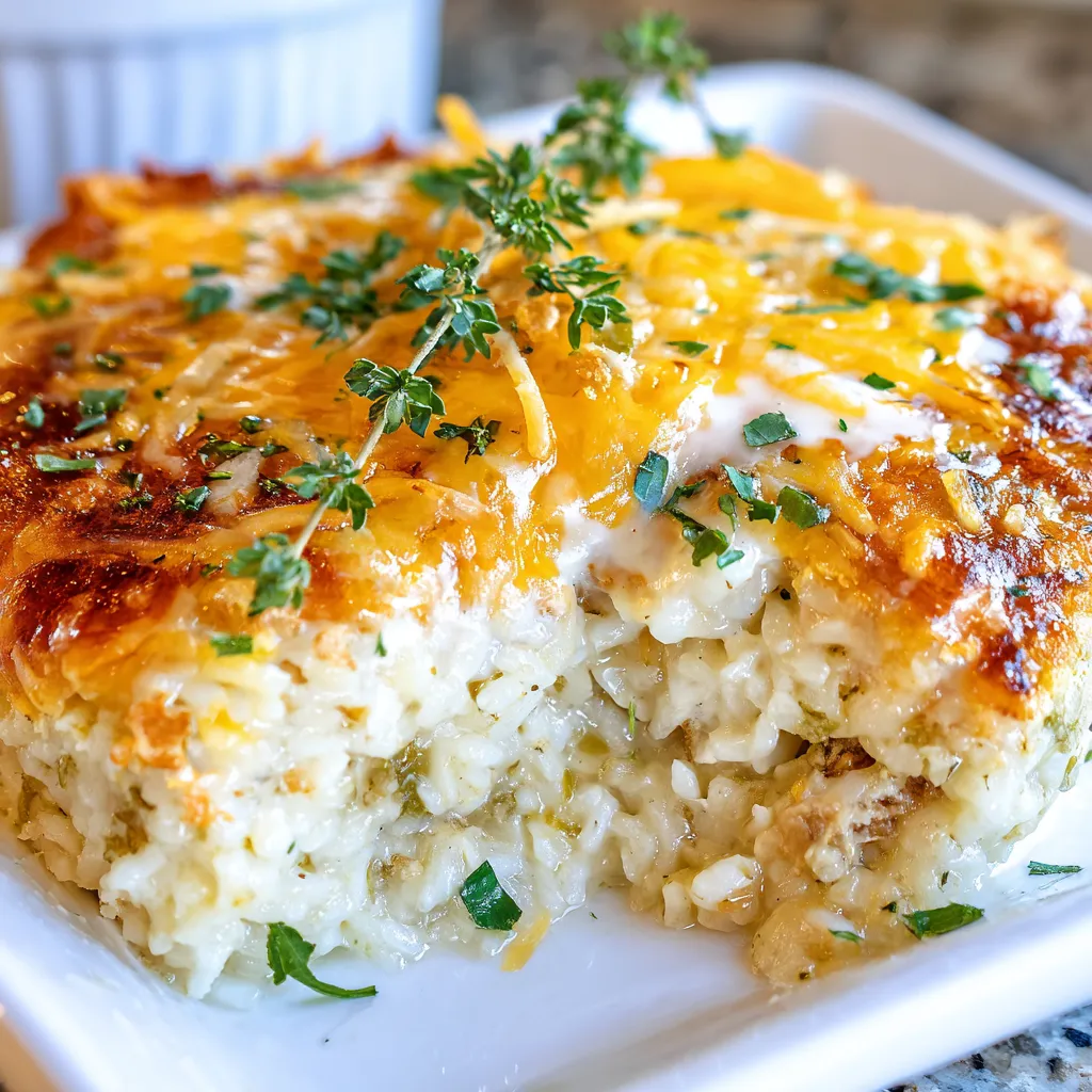 Cheesy Green Chile Rice Casserole