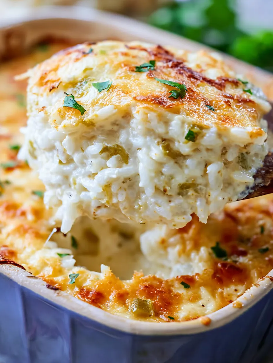 Cheesy Green Chile Rice Casserole