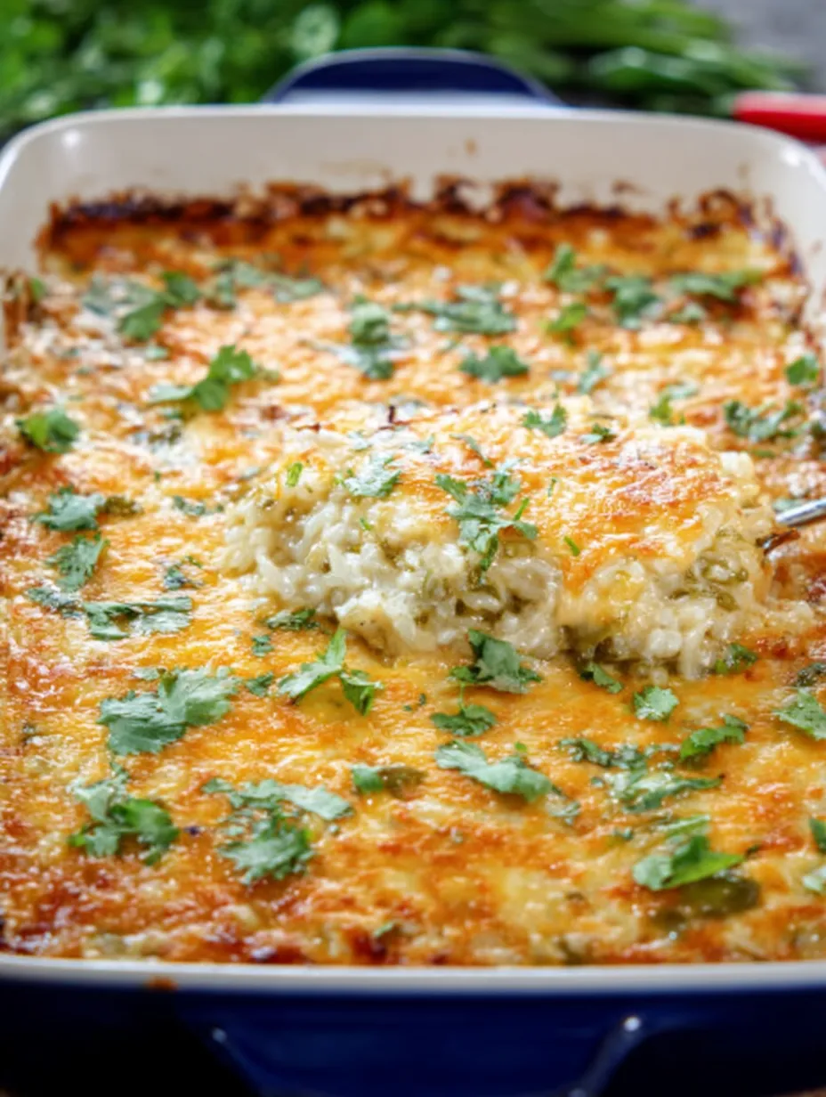 Cheesy Green Chile Rice Casserole