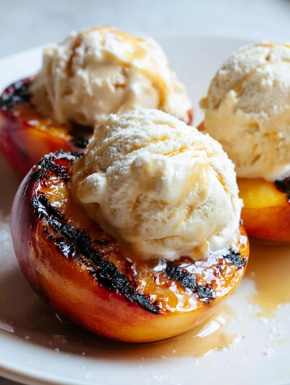 Grilled Peaches with Ice Cream