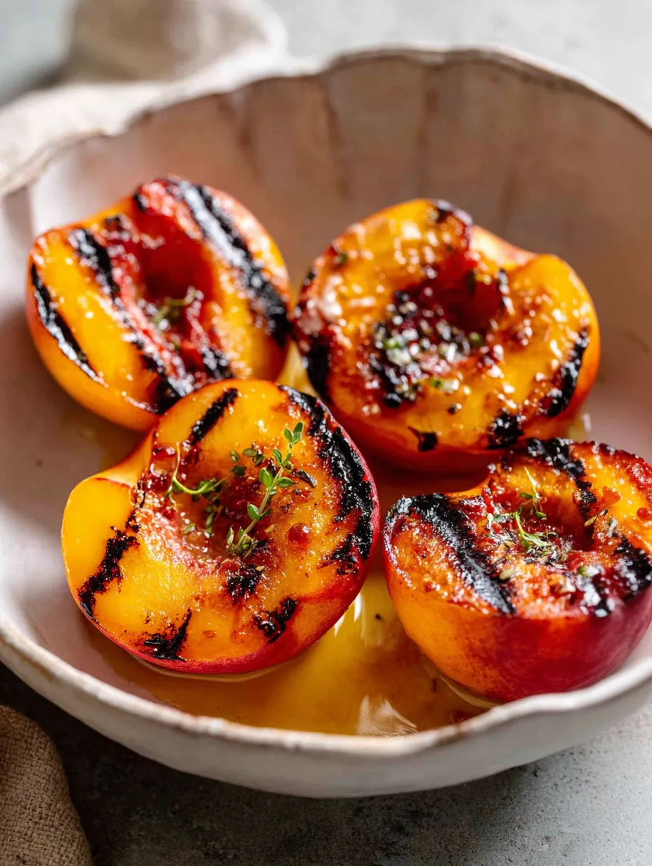 Grilled Peaches with Ice Cream