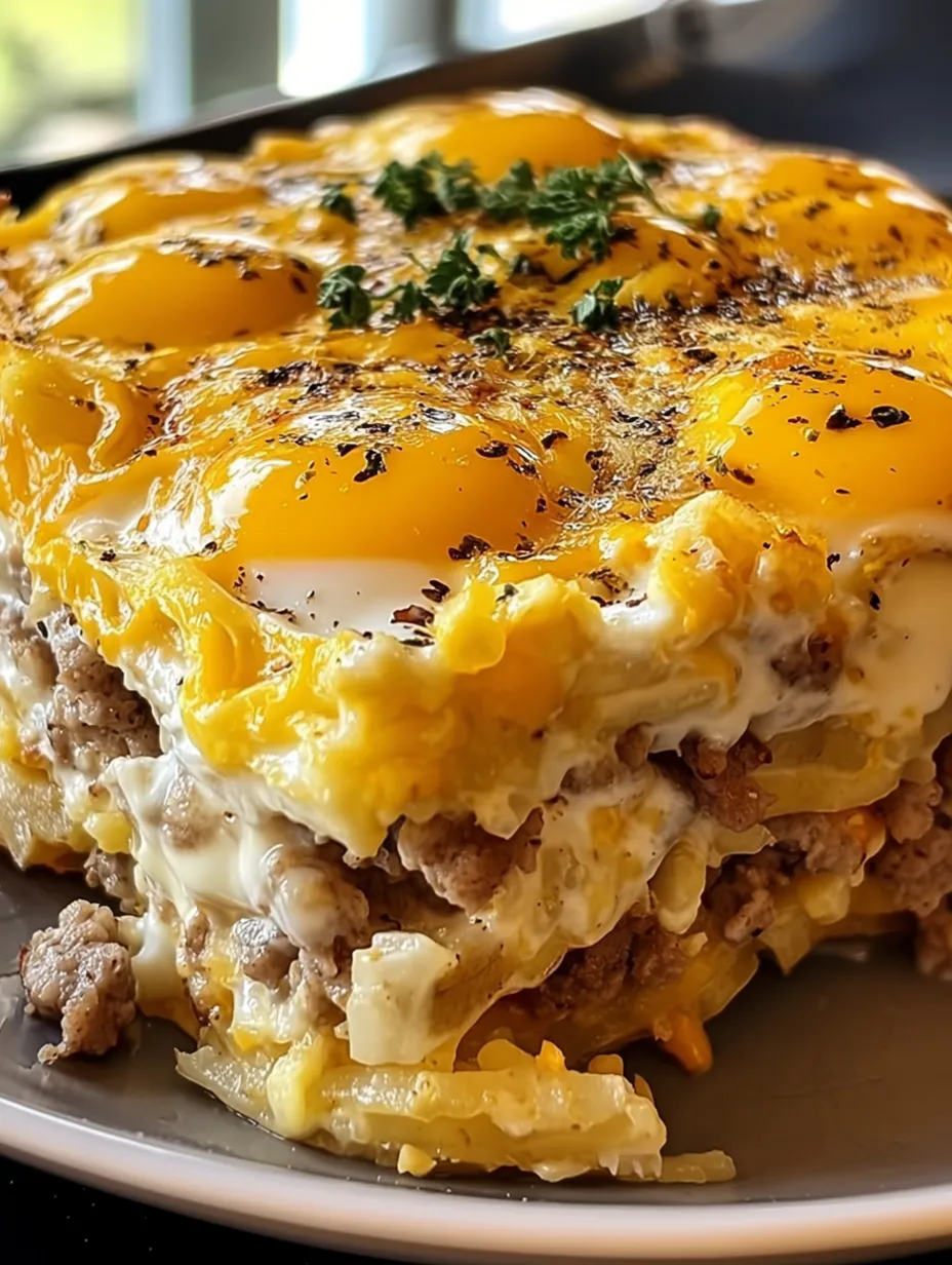 Sausage, Egg, and Cream Cheese Hashbrown Casserole