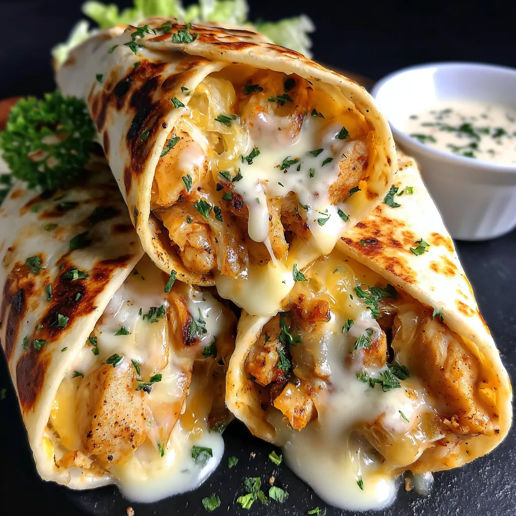 Cheesy Garlic Chicken Wraps