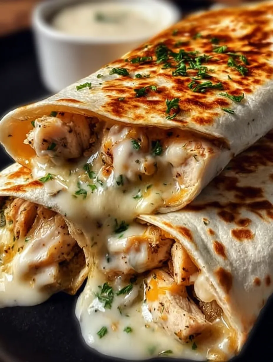 Cheesy Garlic Chicken Wraps