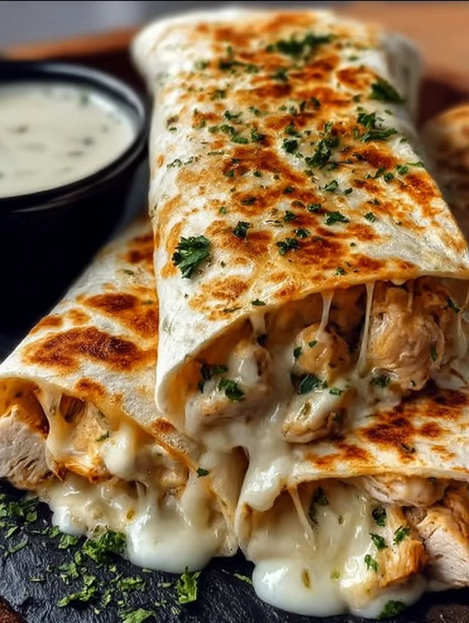 Cheesy Garlic Chicken Wraps