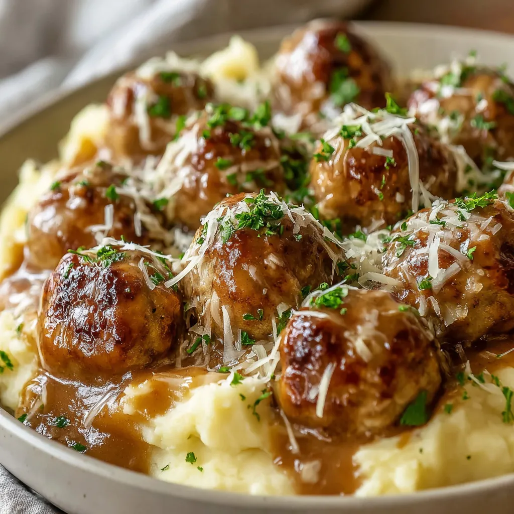 Meatball and Mashed Potato Bake