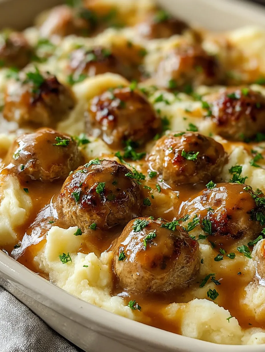 Meatball and Mashed Potato Bake