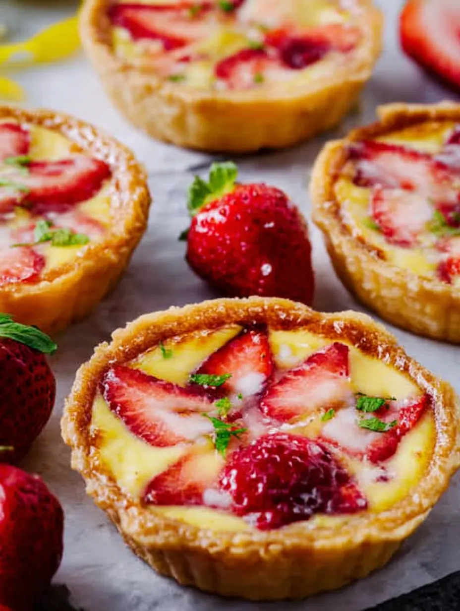 Strawberry Honey Custard Tarts with Lemon Curd