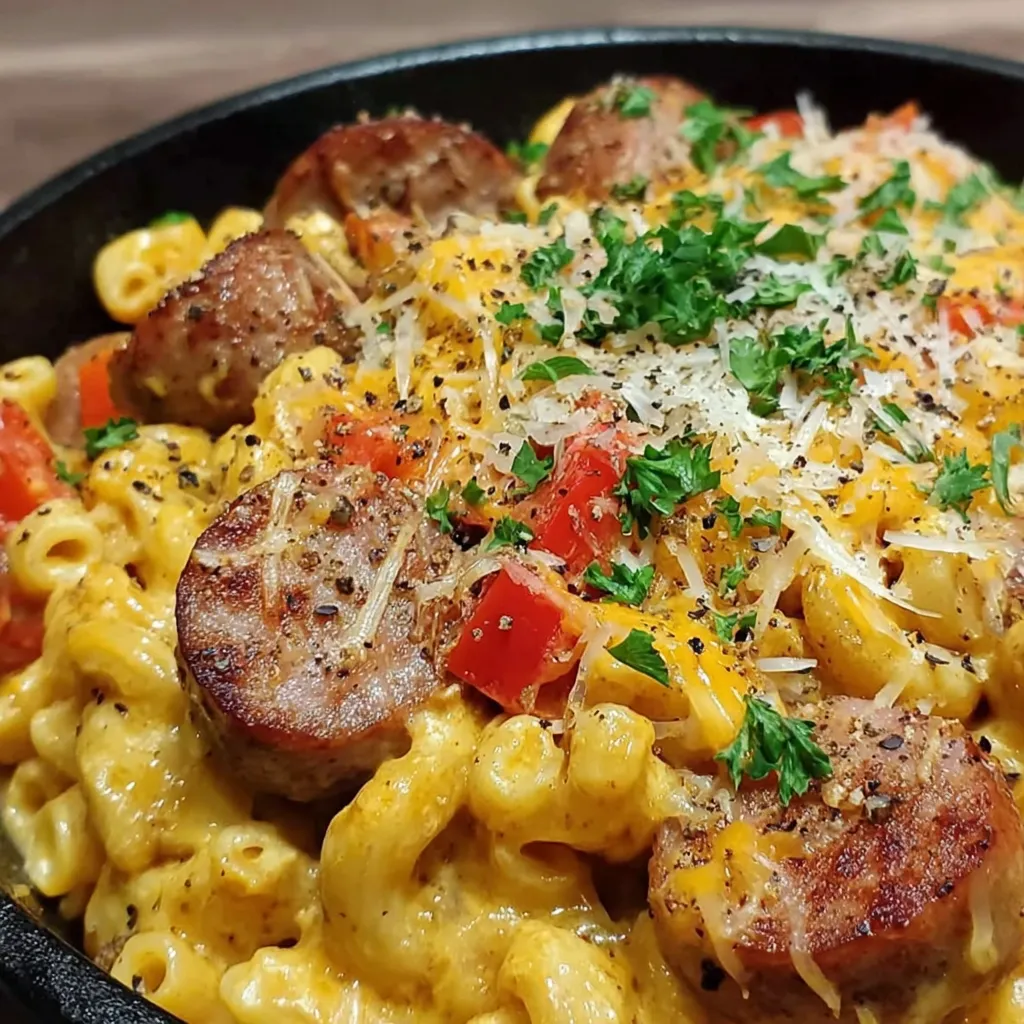 One-Pot Sausage and Peppers Mac and Cheese