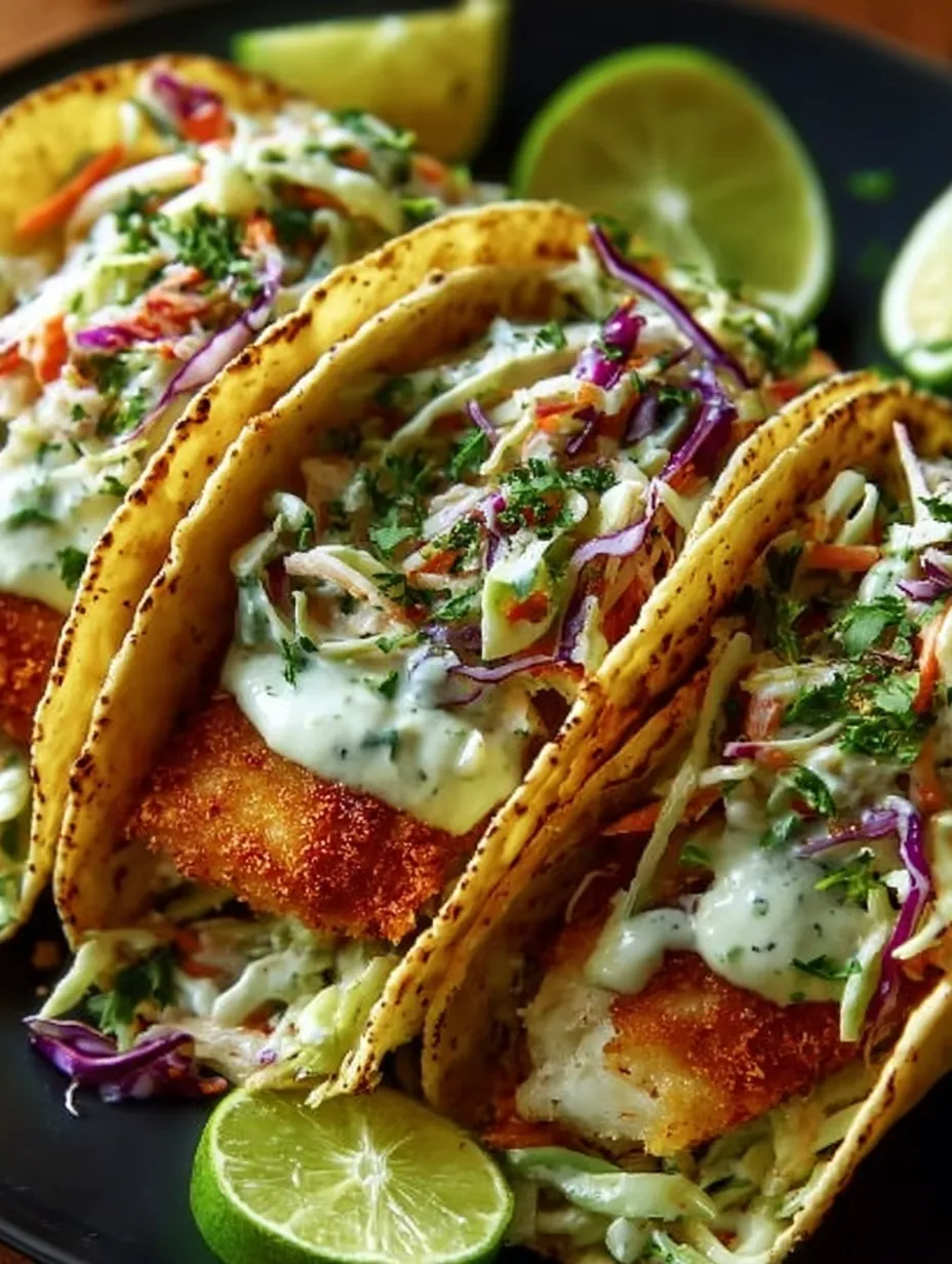Crispy Fish Tacos with Cilantro Lime Slaw