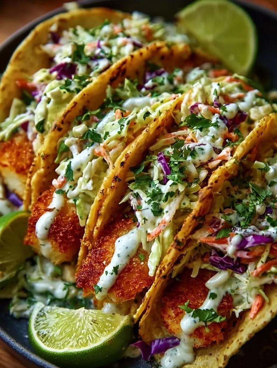 Crispy Fish Tacos with Cilantro Lime Slaw