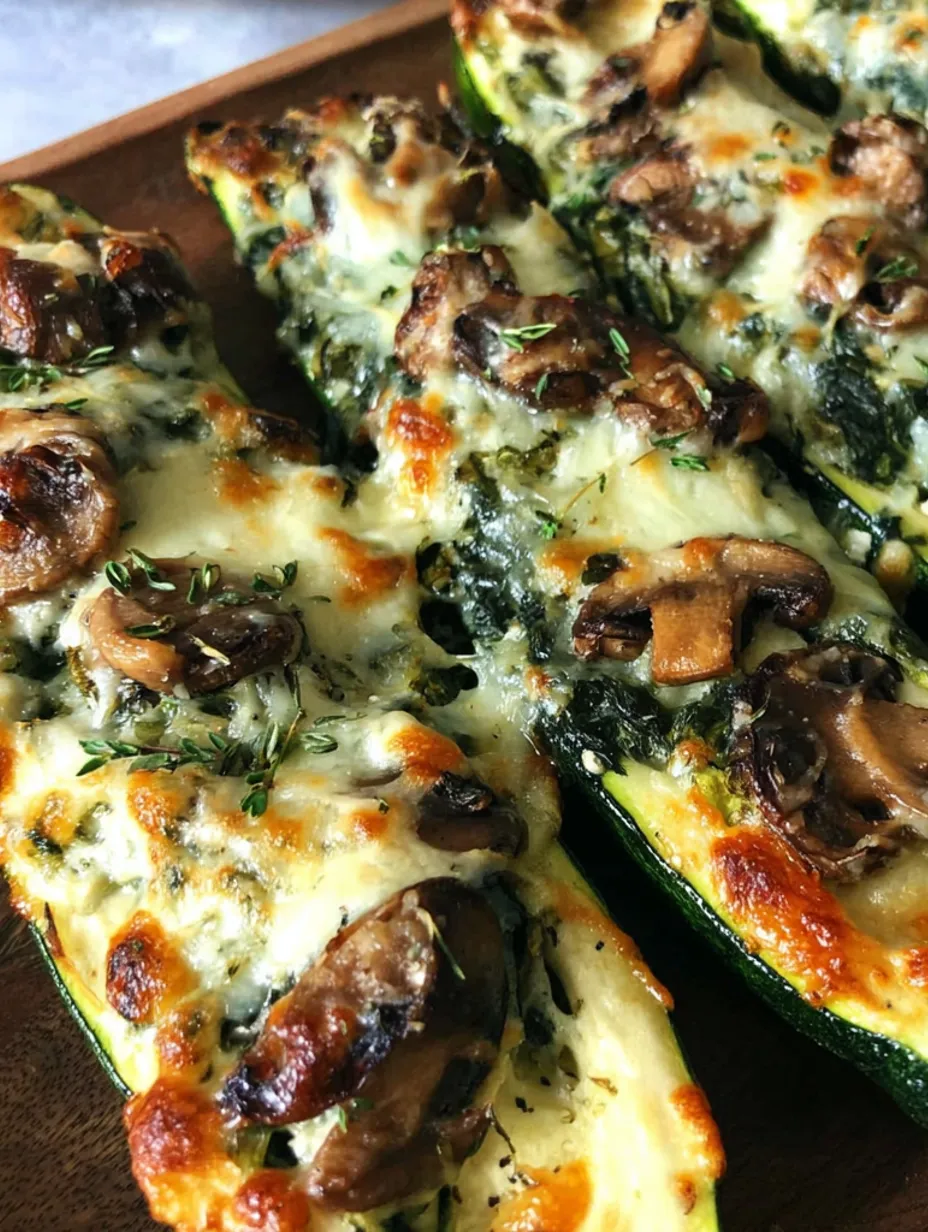 Easy Homemade Spinach, Mushroom, and Ricotta Stuffed Zucchini Boats