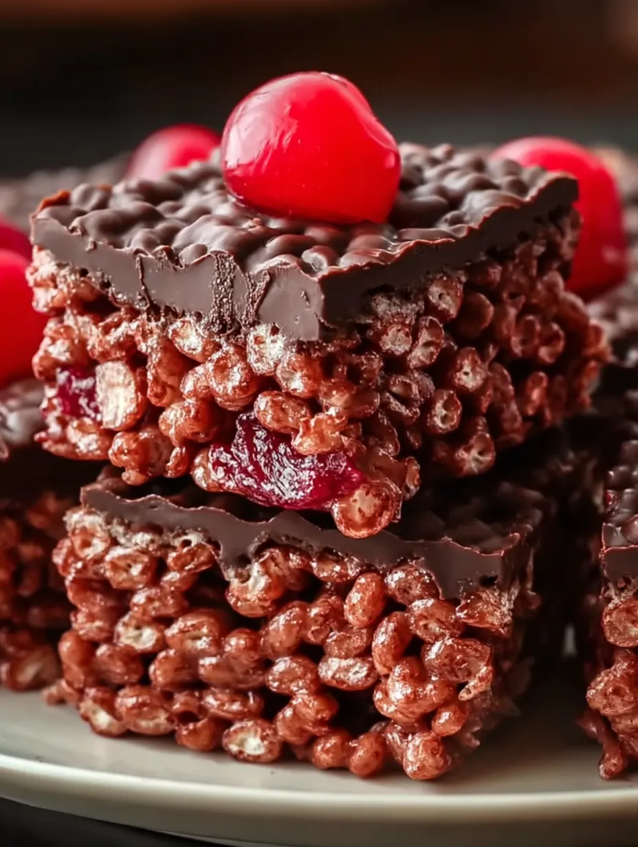Chocolate Covered Cherry Rice Krispies Treats