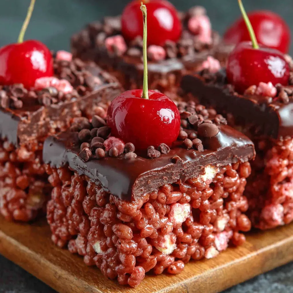 Chocolate Covered Cherry Rice Krispies Treats