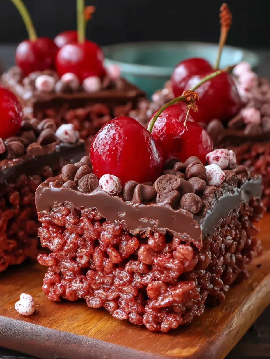Chocolate Covered Cherry Rice Krispies Treats