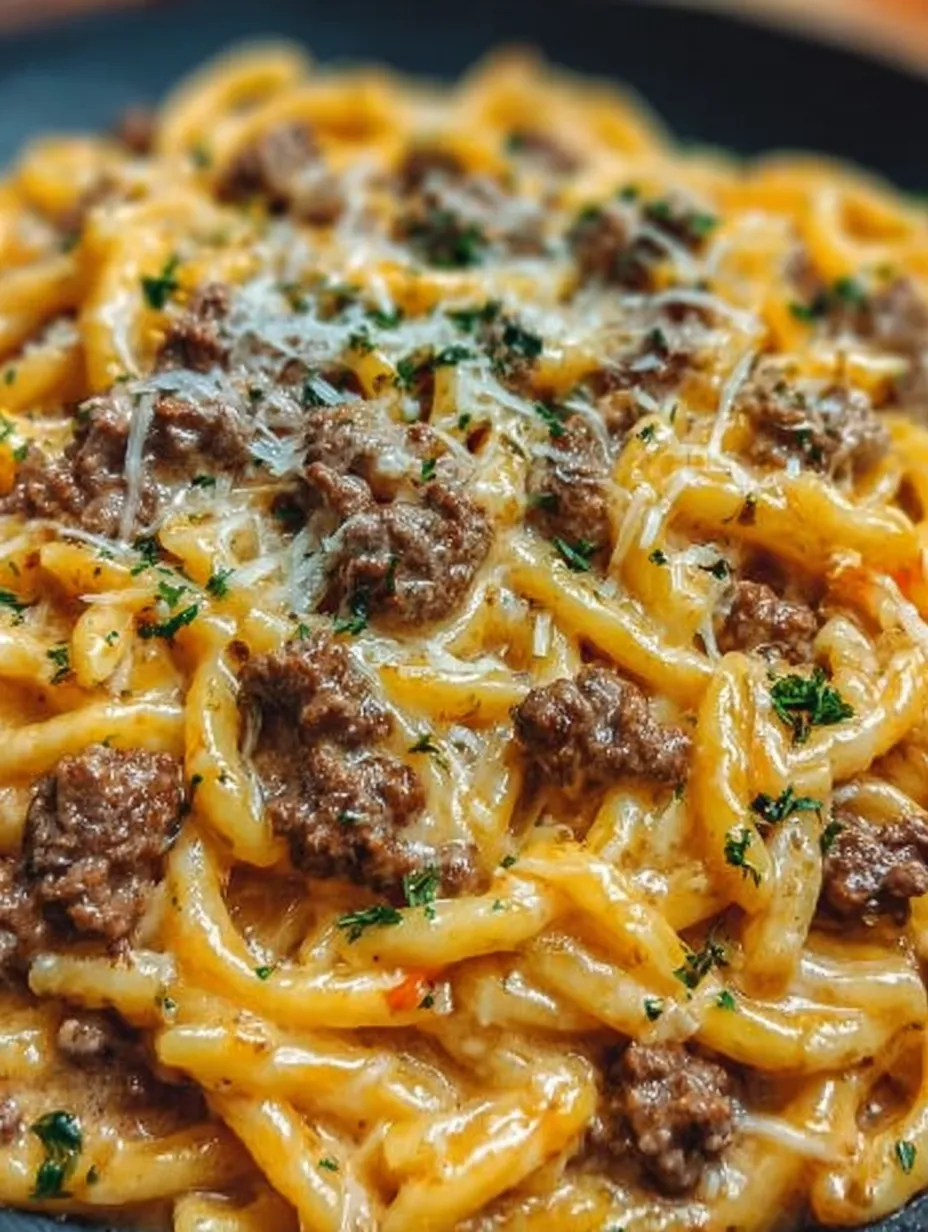 One-Pot Creamy Beef and Garlic Butter Pasta