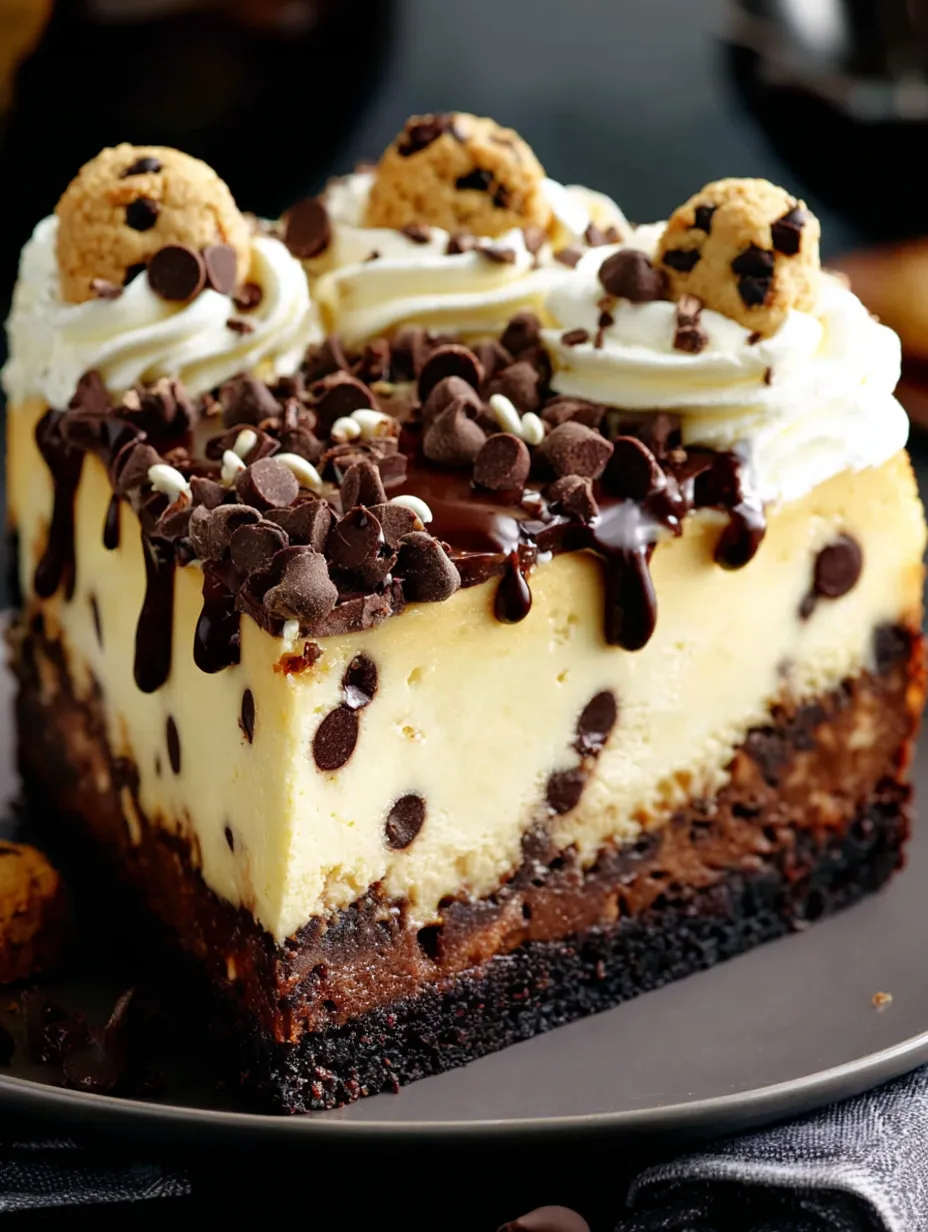 Brownie Layered Cookie Dough Cheesecake