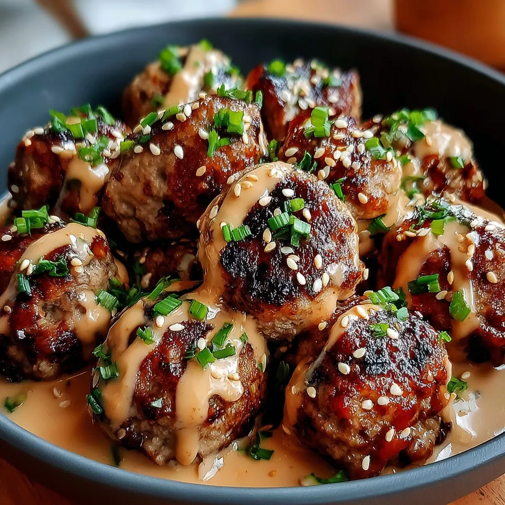 Korean BBQ Meatballs with Spicy Mayo Dip
