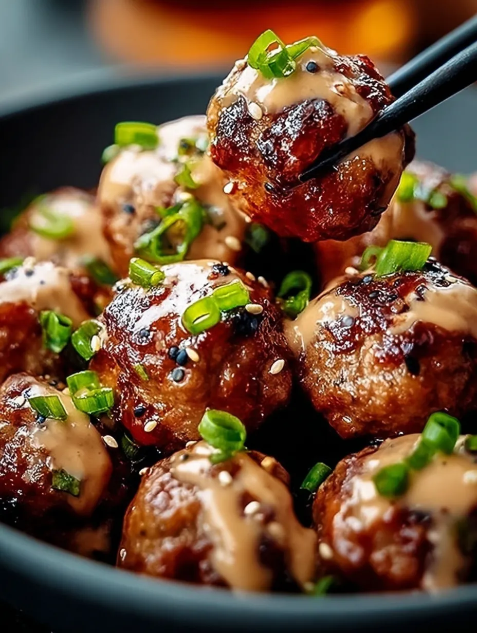 Korean BBQ Meatballs with Spicy Mayo Dip