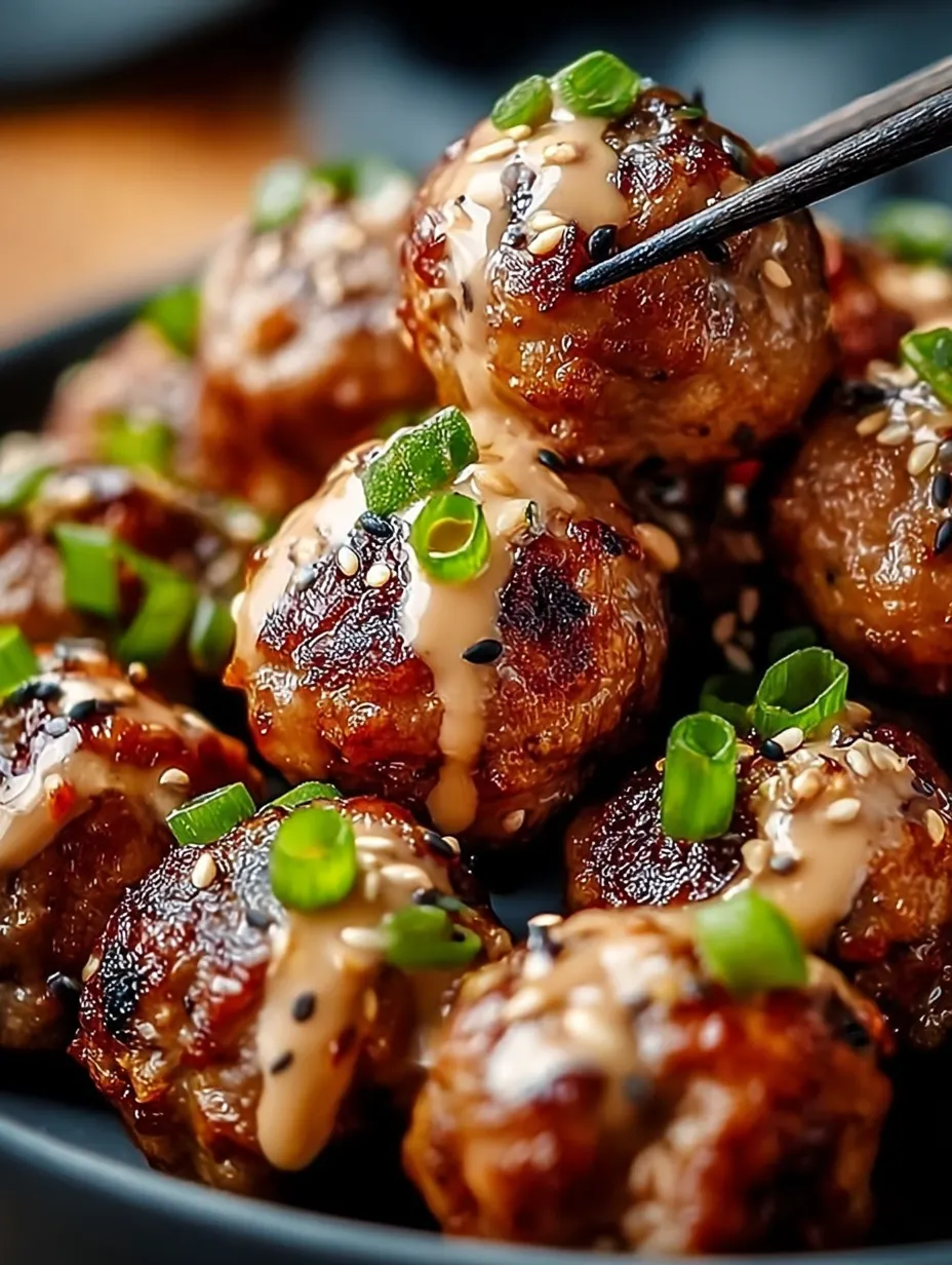 Korean BBQ Meatballs with Spicy Mayo Dip
