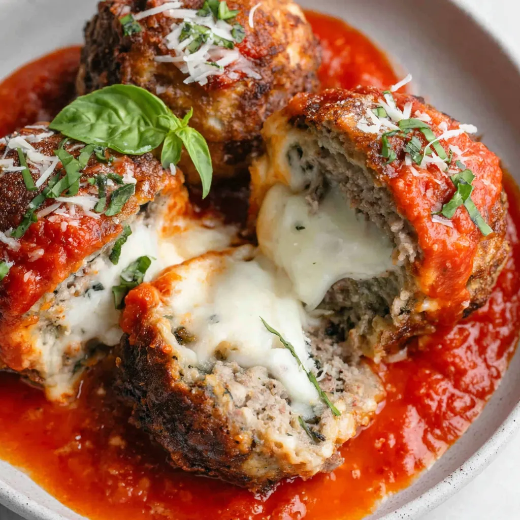 Tender Cheese-Stuffed Baked Meatballs