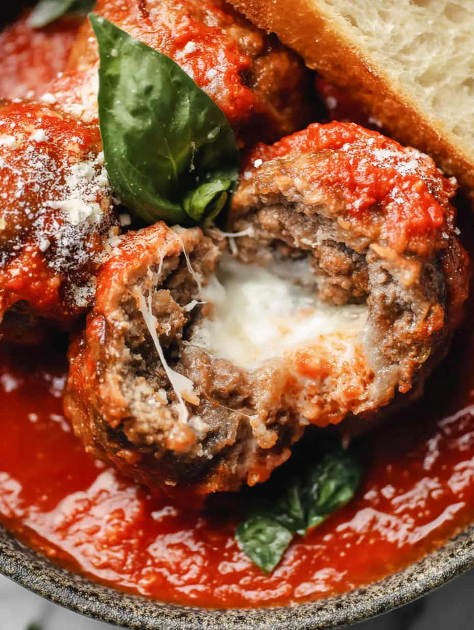 Tender Cheese-Stuffed Baked Meatballs