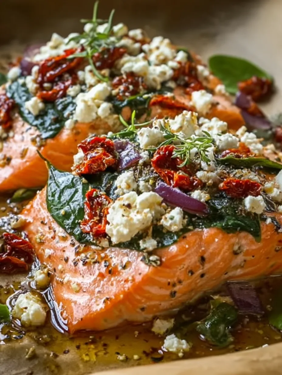 Baked Salmon with Feta & Sun-Dried Tomatoes