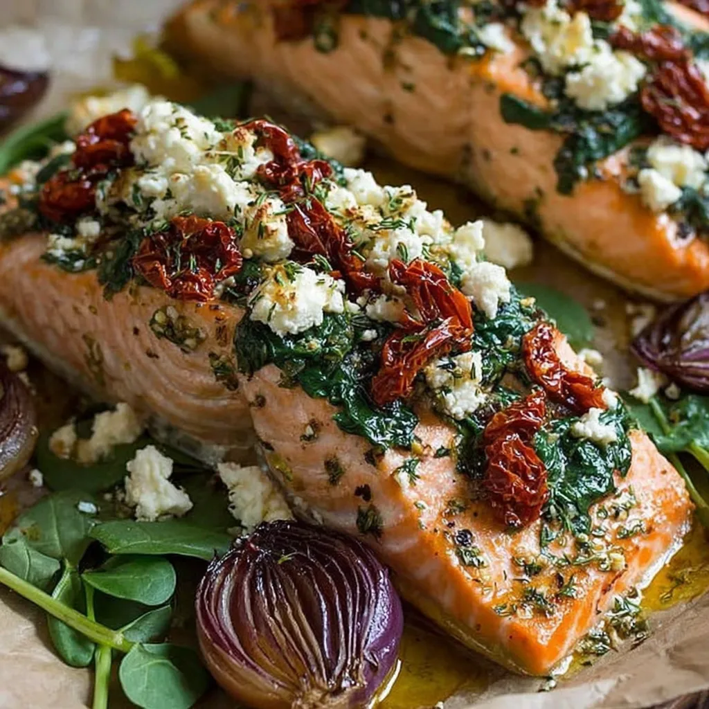 Baked Salmon with Feta & Sun-Dried Tomatoes