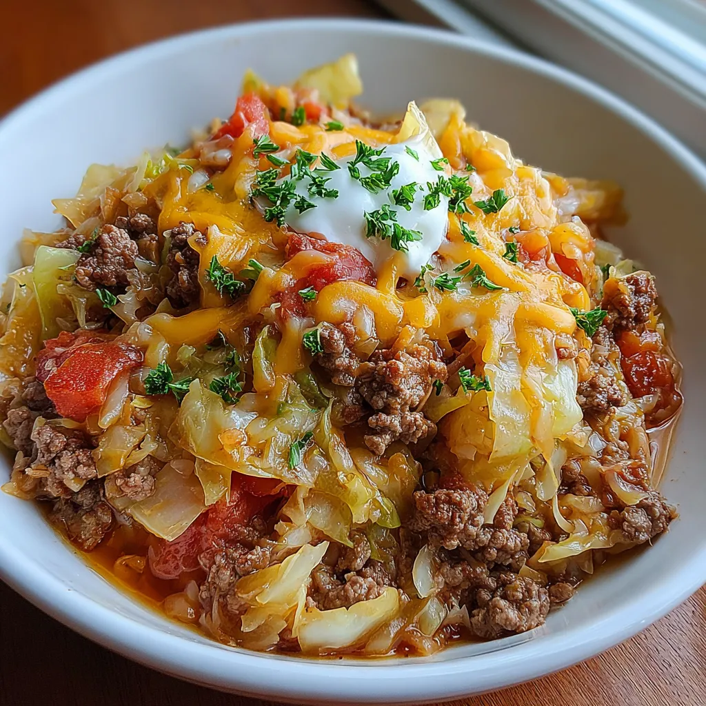 Cheesy Cabbage Beef Casserole