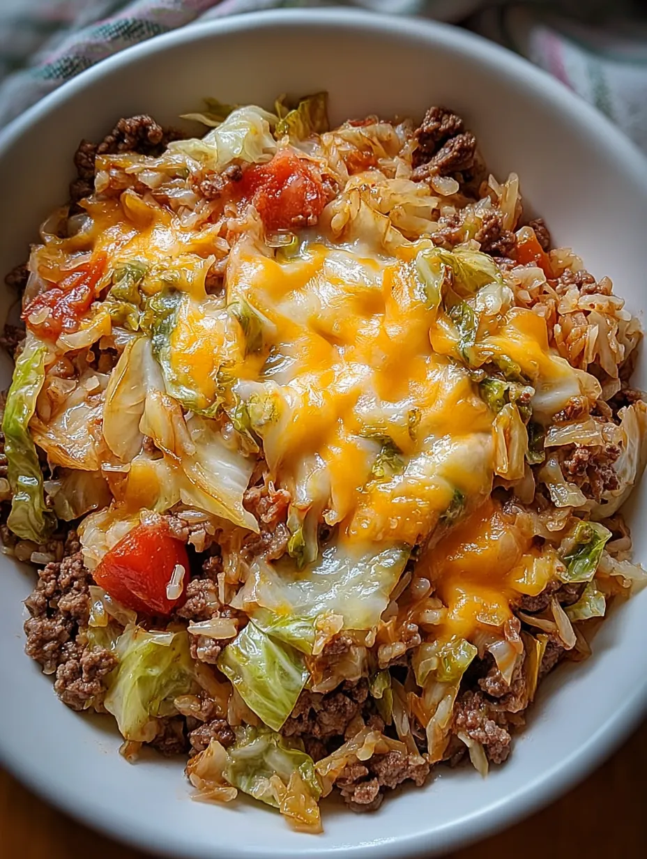 Cheesy Cabbage Beef Casserole