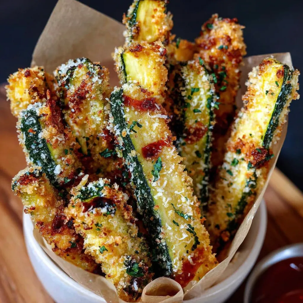 Crispy Parmesan Garlic Zucchini Fries