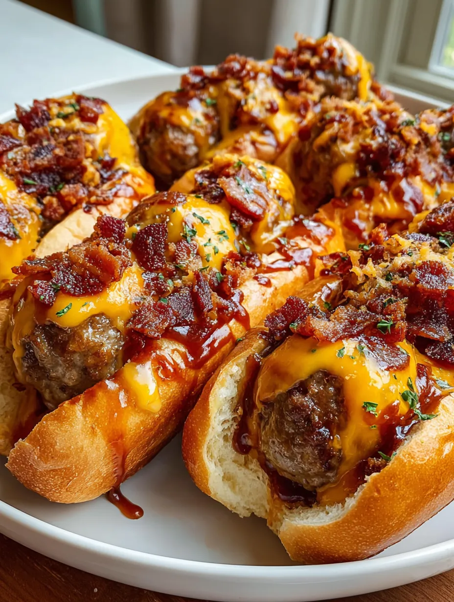 Bourbon BBQ Bacon Cheeseburger Meatball Subs